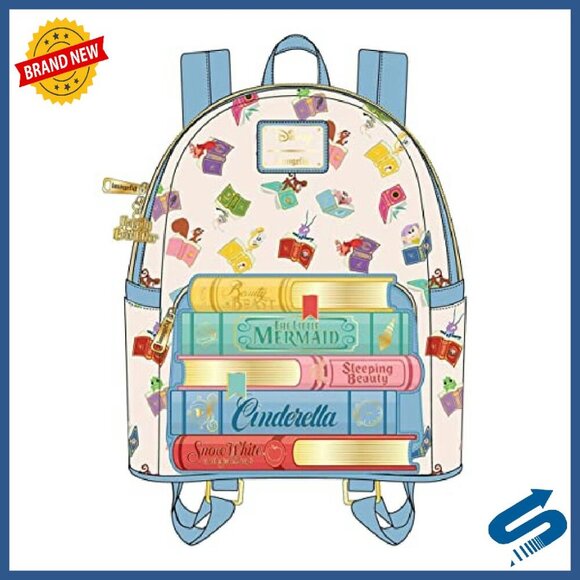 Vegan Leather Mini Backpack with Adjustable Straps & Book Design